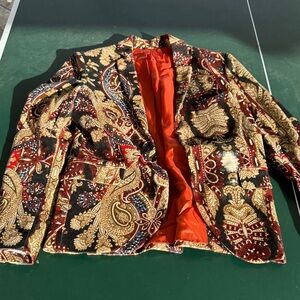 Patrizia Pepe Paisley Patterned Blazer with orange Lining 46